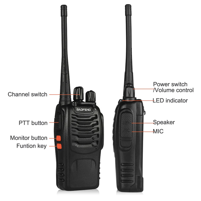 NARIYA'S BAOFENG BF-888S UHF Radio WALKY TALKY 4 PAIR (BLACK) - Image 5