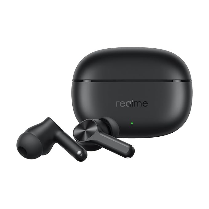realme Buds T200x True Wireless Earbuds with 12.4mm Dynamic Bass Drivers, 25 dB ANC, Quad Mic, 45ms Latency, Upto 48 Hrs Playback, Fast Charge, IP55 Rated, BT 5.4 (Pure Black) - Image 2