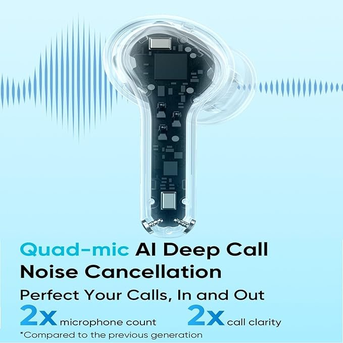 realme Buds T200x True Wireless Earbuds with 12.4mm Dynamic Bass Drivers, 25 dB ANC, Quad Mic, 45ms Latency, Upto 48 Hrs Playback, Fast Charge, IP55 Rated, BT 5.4 (Pure Black) - Image 5