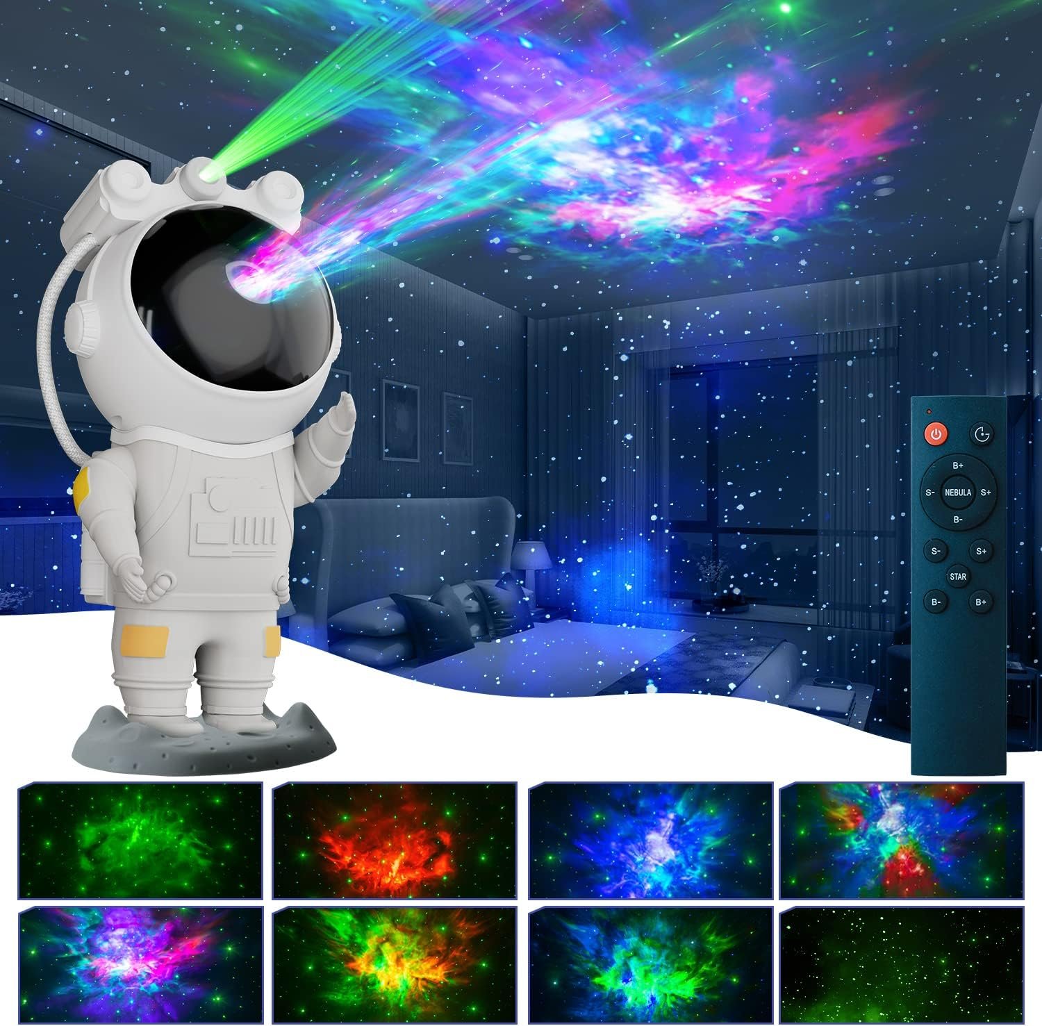Star Projector Galaxy Night Light - Astronaut Space Projector, Starry Nebula Ceiling LED Lamp with Timer and Remote, Kids Room Decor Aesthetic, for Christmas & Birthdays - Image 7