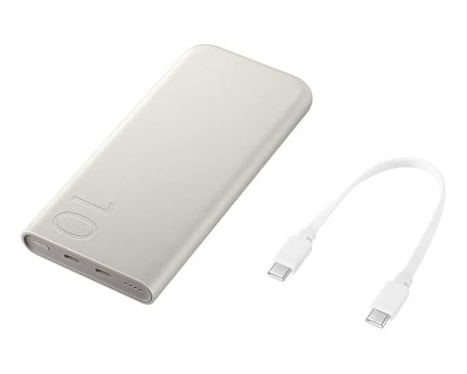 Samsung Galaxy 10000mAh Power Bank, 25W Fast Charging, Dual Output, Quick Charge, Beige - Image 4