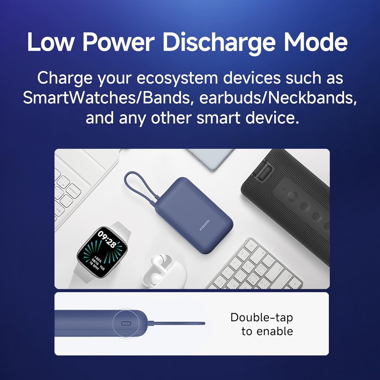 Xiaomi Pocket Power Bank 10000mAh 22.5W with Built-in Cable | Super Fast Charging PD |Smart 12 Layer Protection|Triple Output Ports|Supports Android,Apple, Tablets, Earbuds,Watch(MI Powerbank),Blue - Image 8