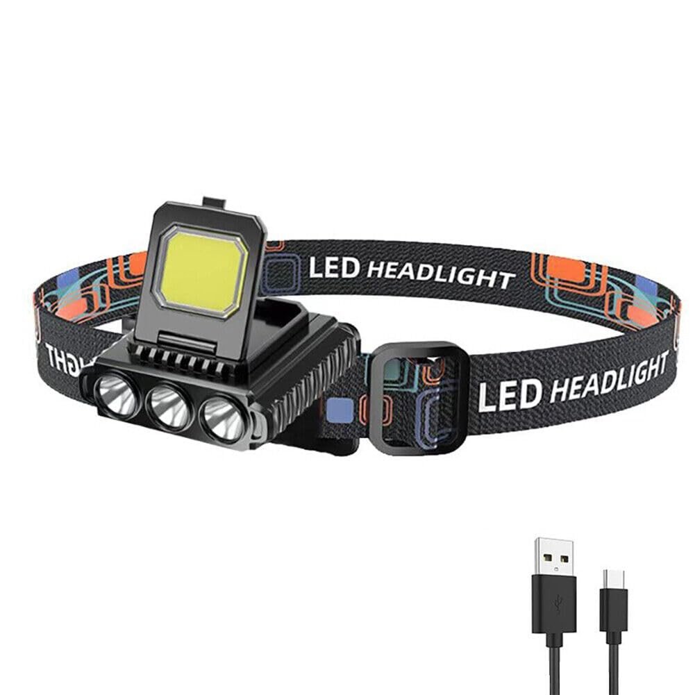 NARIYA'S USB Rechargeable LED & COB Headlamp, Waterproof 5-in-1 Head Torch Flashlight for Camping, Hiking & Outdoor Work