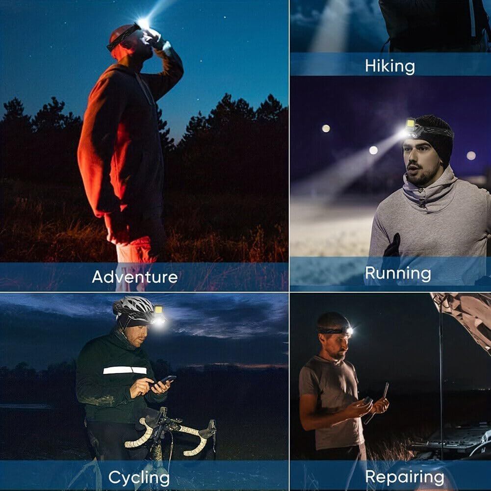 NARIYA'S USB Rechargeable LED & COB Headlamp, Waterproof 5-in-1 Head Torch Flashlight for Camping, Hiking & Outdoor Work - Image 6
