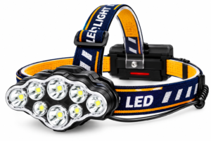 NARIYA'S Rechargeable LED Headlamp, 8 LED Headlight with White & Red Light, USB Rechargeable, Waterproof Head Torch for Camping, Hiking, Cycling & Fishing